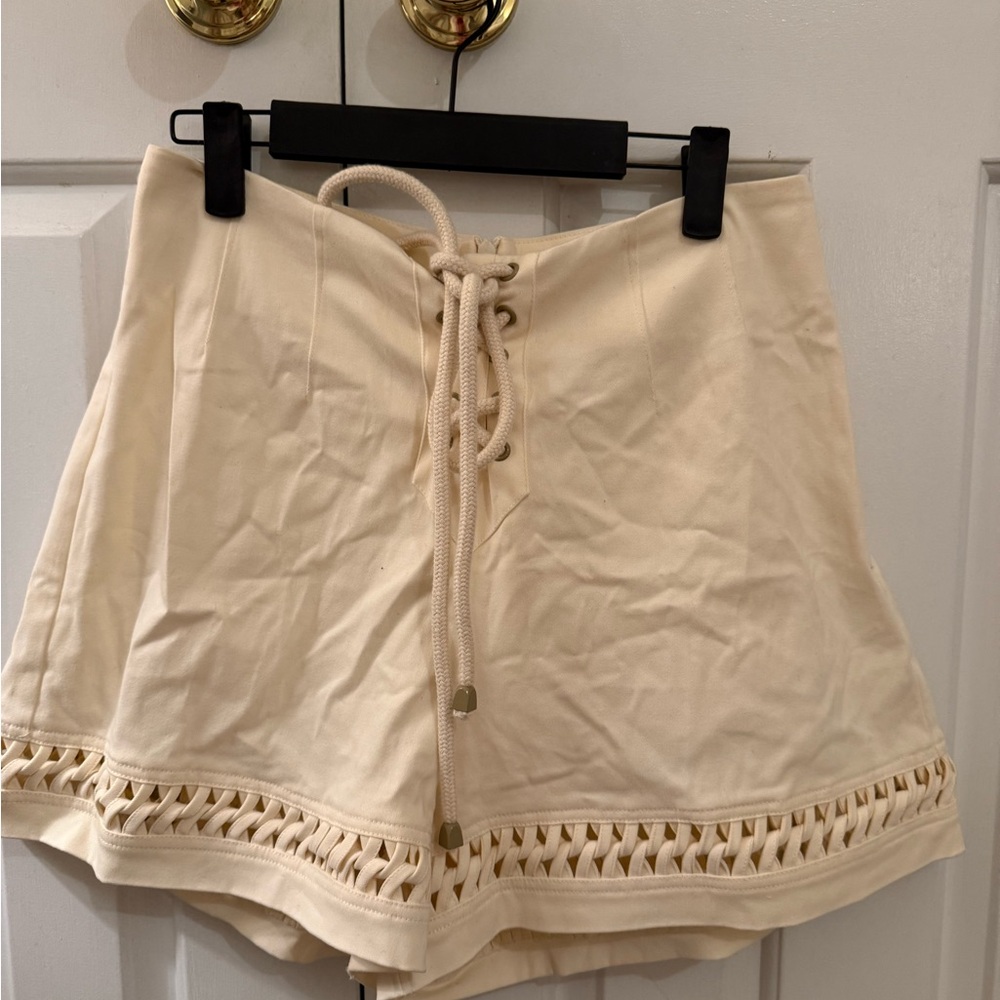 Alemais Cream Lace Up Shorts size AU 12 / US 8